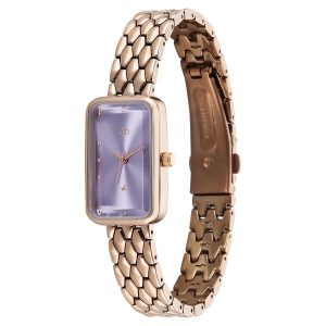 Vyb Aurora By Fastrack Quartz Analog Purple Dial Rose Gold Metal Strap Watch For Girls