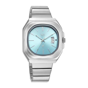Fastrack Vyb Pioneer Quartz Analog Light Blue Dial Silver Stainless Steel Strap Watch for Men - FV30037SM01W